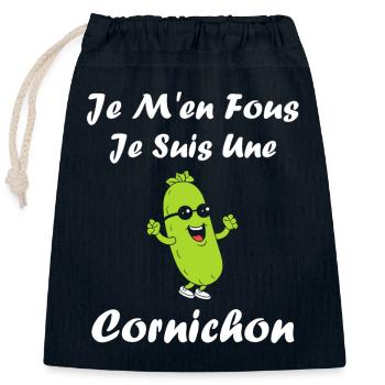 Humour Cornichon - Sac cadeau en coton avec cordon (25 x 30 cm) - bleu marine - Devant
