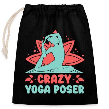Yoga Crazy Yoga Poseur Yoga drôle - Sac cadeau en coton avec cordon (25 x 30 cm) - noir - Devant