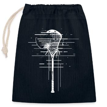 Lacrosse stick sketch - Closable cotton gift bag (25x30cm) - navy - Front