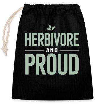 Herbivore Et Fier - Pride Vegan Végétarien - Sac cadeau en coton avec cordon (25 x 30 cm) - noir - Devant