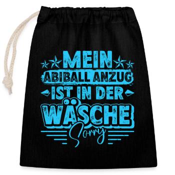 Abitur MEIN ABIBALL ANZUG IST IN DER WÄSCHE Lustig - Verschließbarer Geschenkbeutel aus Baumwolle (25x30cm) - Schwarz - Vorne