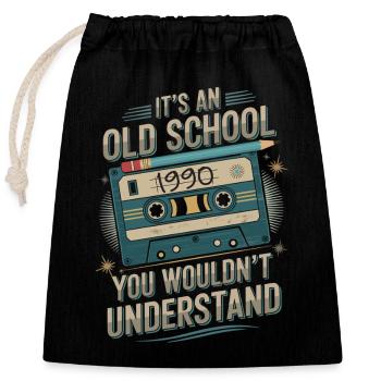 Music, Cassettes & 1990 - Closable cotton gift bag (25x30cm) - black - Front