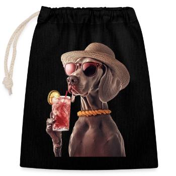 Weimaraner - Verschließbarer Geschenkbeutel aus Baumwolle (25x30cm) - Schwarz - Vorne