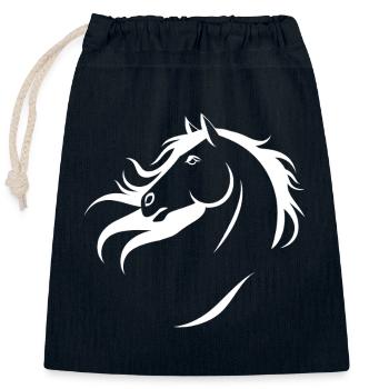 Chevaux Disant Sports Equestres Drôle Cheval Cadeau - Sac cadeau en coton avec cordon (25 x 30 cm) - bleu marine - Devant
