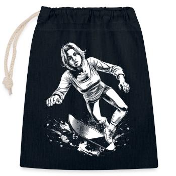 No Limits Skater-Girl Shirt – Les chutes n’ont pas d’importance - Sac cadeau en coton avec cordon (25 x 30 cm) - bleu marine - Devant