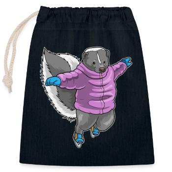Skunk Patins à glace - Sac cadeau en coton avec cordon (25 x 30 cm) - bleu marine - Devant