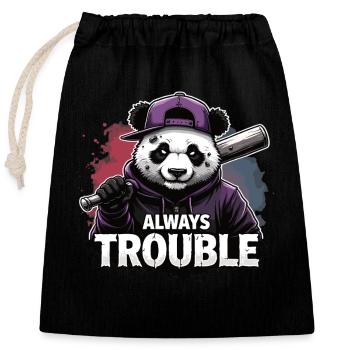 Gangster Panda Panda Panda Ours Pandas - Sac cadeau en coton avec cordon (25 x 30 cm) - noir - Devant