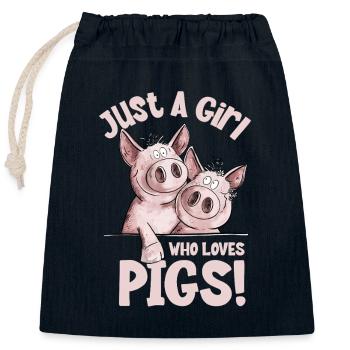 Juste une fille qui aime les cochons Cochon Cochon - Sac cadeau en coton avec cordon (25 x 30 cm) - bleu marine - Devant