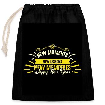 Newyear 4 - Closable cotton gift bag (25x30cm) - black - Front