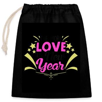 Newyear 6 - Closable cotton gift bag (25x30cm) - black - Front