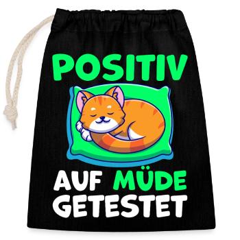 fatigué positive6 T Shirt - Sac cadeau en coton avec cordon (25 x 30 cm) - noir - Devant