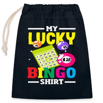 Joueur de bingo porte-bonheur chemise design - Sac cadeau en coton avec cordon (25 x 30 cm) - bleu marine - Devant