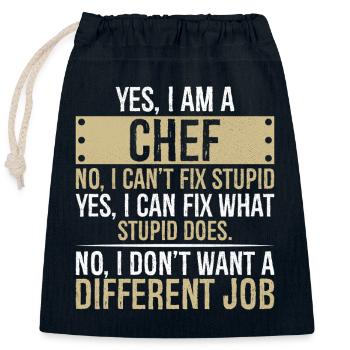 yes I am CHEF no I can't fix stupid yes I can fix - Verschließbarer Geschenkbeutel aus Baumwolle (25x30cm) - Navy - Vorne