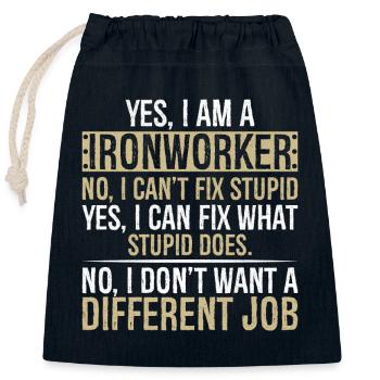 yes I am Ironworker no I can t fix stupid yes I - Verschließbarer Geschenkbeutel aus Baumwolle (25x30cm) - Navy - Vorne