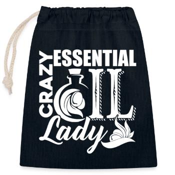 Crazy Essential Oil Lady - Closable cotton gift bag (25x30cm) - navy - Front