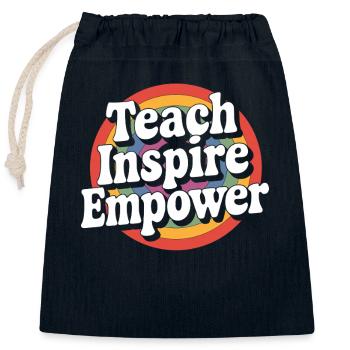 Lehrer Inspiriere Empower Regenbogen Stil - Verschließbarer Geschenkbeutel aus Baumwolle (25x30cm) - Navy - Vorne