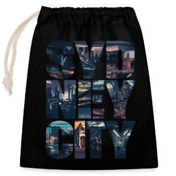 Sydney Skyline Stadtpanorama Kunstwerk Moderne - Verschließbarer Geschenkbeutel aus Baumwolle (25x30cm) - Schwarz - Vorne
