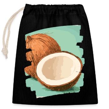 Kokosnuss Coconut - Verschließbarer Geschenkbeutel aus Baumwolle (25x30cm) - Schwarz - Vorne