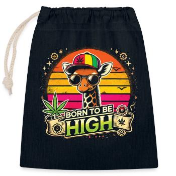 Giraffe with Swag – Born to Be High - Closable cotton gift bag (25x30cm) - navy - Front