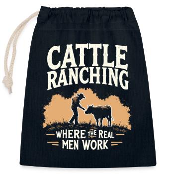 Cattle Rancher Livestock Farmer Ranching Lifestyle - Closable cotton gift bag (25x30cm) - navy - Front