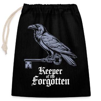Keeper of the Forgotten Raven and Keys - Closable cotton gift bag (25x30cm) - black - Front