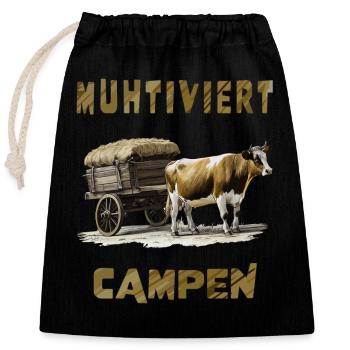 KUH WAGEN MUHTIVIERT CAMPEN - Verschließbarer Geschenkbeutel aus Baumwolle (25x30cm) - Schwarz - Vorne