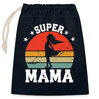 Super Mom - Closable cotton gift bag (25x30cm) - navy - Front