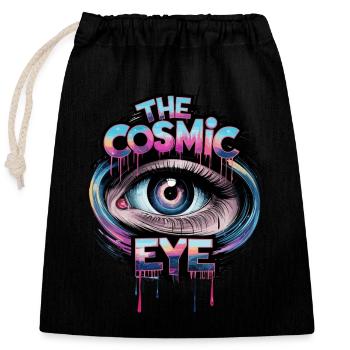 L’œil cosmique Street Art Magie Visuelle - Sac cadeau en coton avec cordon (25 x 30 cm) - noir - Devant