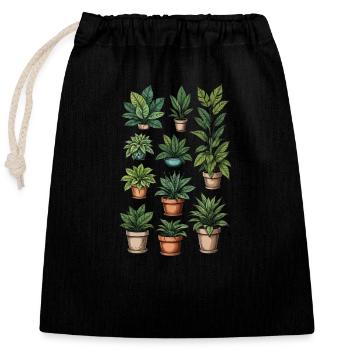 Potted Plant Collection - Closable cotton gift bag (25x30cm) - black - Front