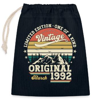 Cadeau 33e anniversaire homme vintage mars 1992 - Sac cadeau en coton avec cordon (25 x 30 cm) - bleu marine - Devant