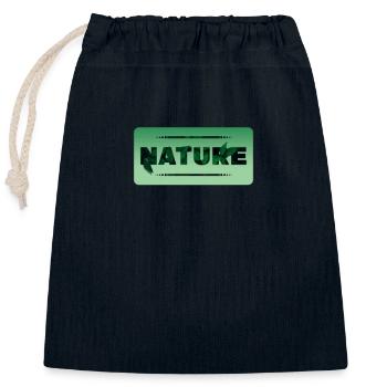Nature Leaf Text - Closable cotton gift bag (25x30cm) - navy - Front