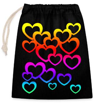 Colorful Hearts Gradient Rainbow Heart Icon - Closable cotton gift bag (25x30cm) - black - Front