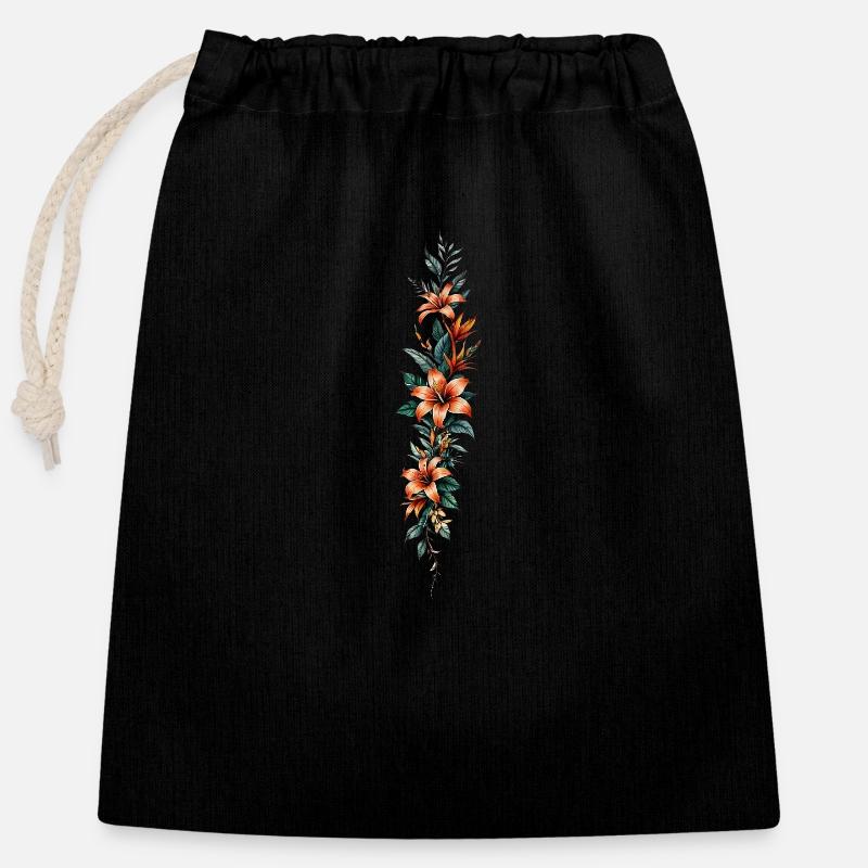 Fleur de lys verticale - Sac cadeau en coton avec cordon (25 x 30 cm) - noir