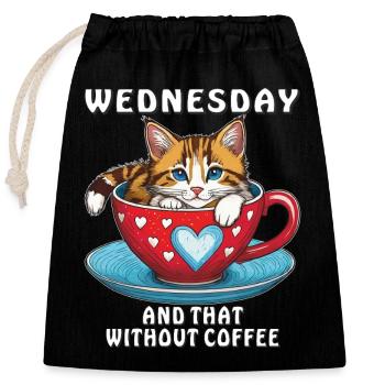 TASSE À CAFÉ CHAT MERCREDI ET CELA SANS - Sac cadeau en coton avec cordon (25 x 30 cm) - noir - Devant