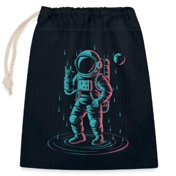 Neon Space Astronaut Retro INTO THE AM Cool - Sac cadeau en coton avec cordon (25 x 30 cm) - bleu marine - Devant