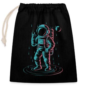 Neon Space Astronaut Retro INTO THE AM Cool - Verschließbarer Geschenkbeutel aus Baumwolle (25x30cm) - Schwarz - Vorne