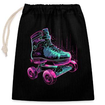 Roller Skates Steampunk - Closable cotton gift bag (25x30cm) - black - Front