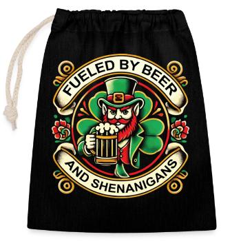St. Patrick's Day: Angetrieben Von Bier - Verschließbarer Geschenkbeutel aus Baumwolle (25x30cm) - Schwarz - Vorne