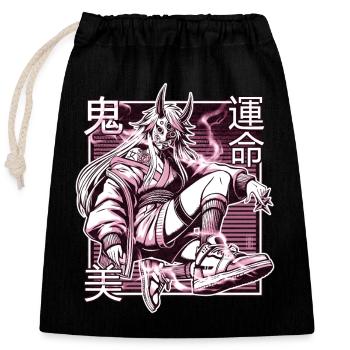 Pink Kunoichi Demon - Closable cotton gift bag (25x30cm) - black - Front