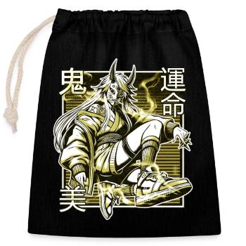 Démon Kunoichi Jaune - Sac cadeau en coton avec cordon (25 x 30 cm) - noir - Devant