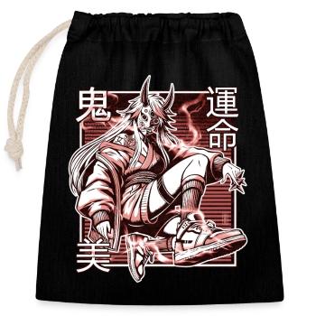 Red Kunoichi Demon - Closable cotton gift bag (25x30cm) - black - Front