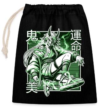 Démon Kunoichi Vert - Sac cadeau en coton avec cordon (25 x 30 cm) - noir - Devant