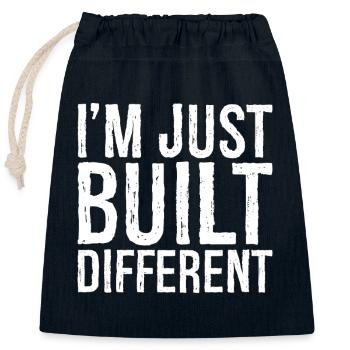 Je suis juste construit différemment - Sac cadeau en coton avec cordon (25 x 30 cm) - bleu marine - Devant