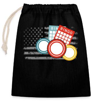 Bingo Spieler Amerikanischer Stil - Verschließbarer Geschenkbeutel aus Baumwolle (25x30cm) - Schwarz - Vorne
