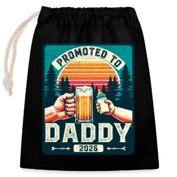 Werdender Papa loading Zukünftiger Vater 2026 - Verschließbarer Geschenkbeutel aus Baumwolle (25x30cm) - Schwarz - Vorne