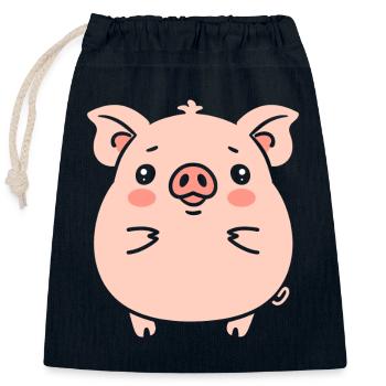 Schwein - Verschließbarer Geschenkbeutel aus Baumwolle (25x30cm) - Navy - Vorne