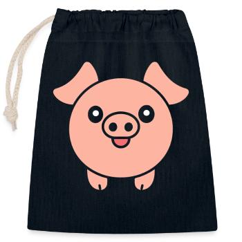 Schwein - Verschließbarer Geschenkbeutel aus Baumwolle (25x30cm) - Navy - Vorne