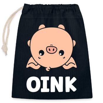 Schwein - Verschließbarer Geschenkbeutel aus Baumwolle (25x30cm) - Navy - Vorne