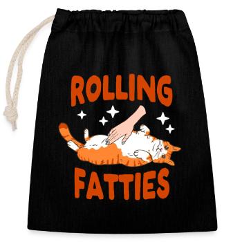 Rolling Fatties Lustige Katzenliebhaber Kätzchen - Verschließbarer Geschenkbeutel aus Baumwolle (25x30cm) - Schwarz - Vorne