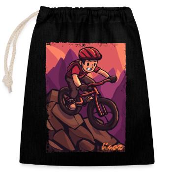 Adventure Mountain Biking Mountain Bike Design - Closable cotton gift bag (25x30cm) - black - Front
